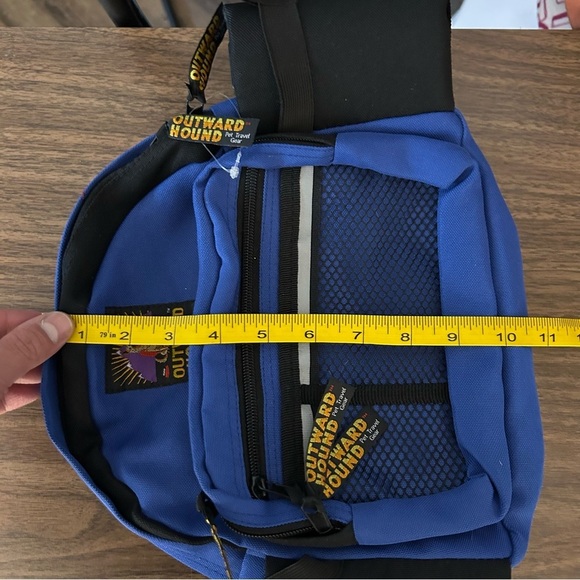 Outward Hound Pet Travel Gear Blue Black Backpack Style Fanny Pack & Water Bowl - Picture 6 of 10